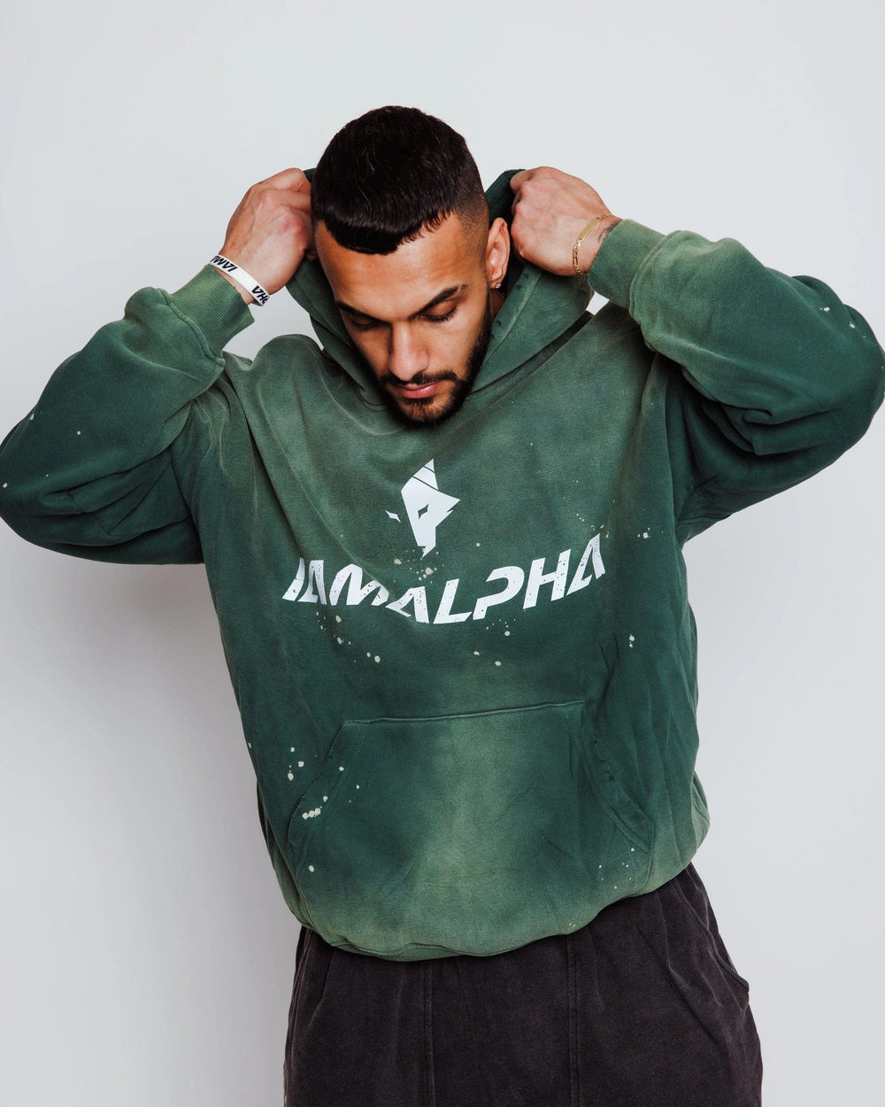 Men's Distressed Washed Hoodie