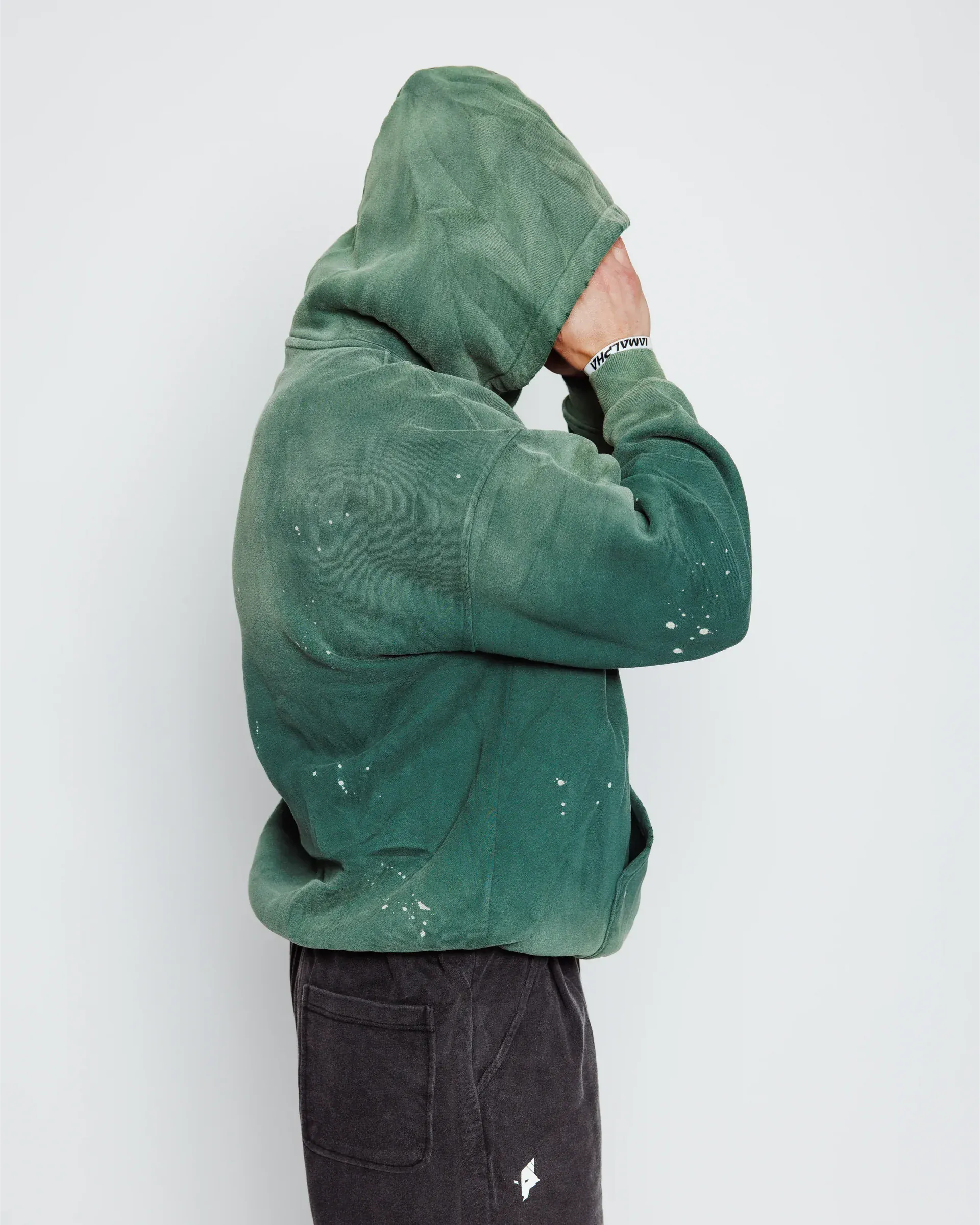 Men's Distressed Washed Hoodie