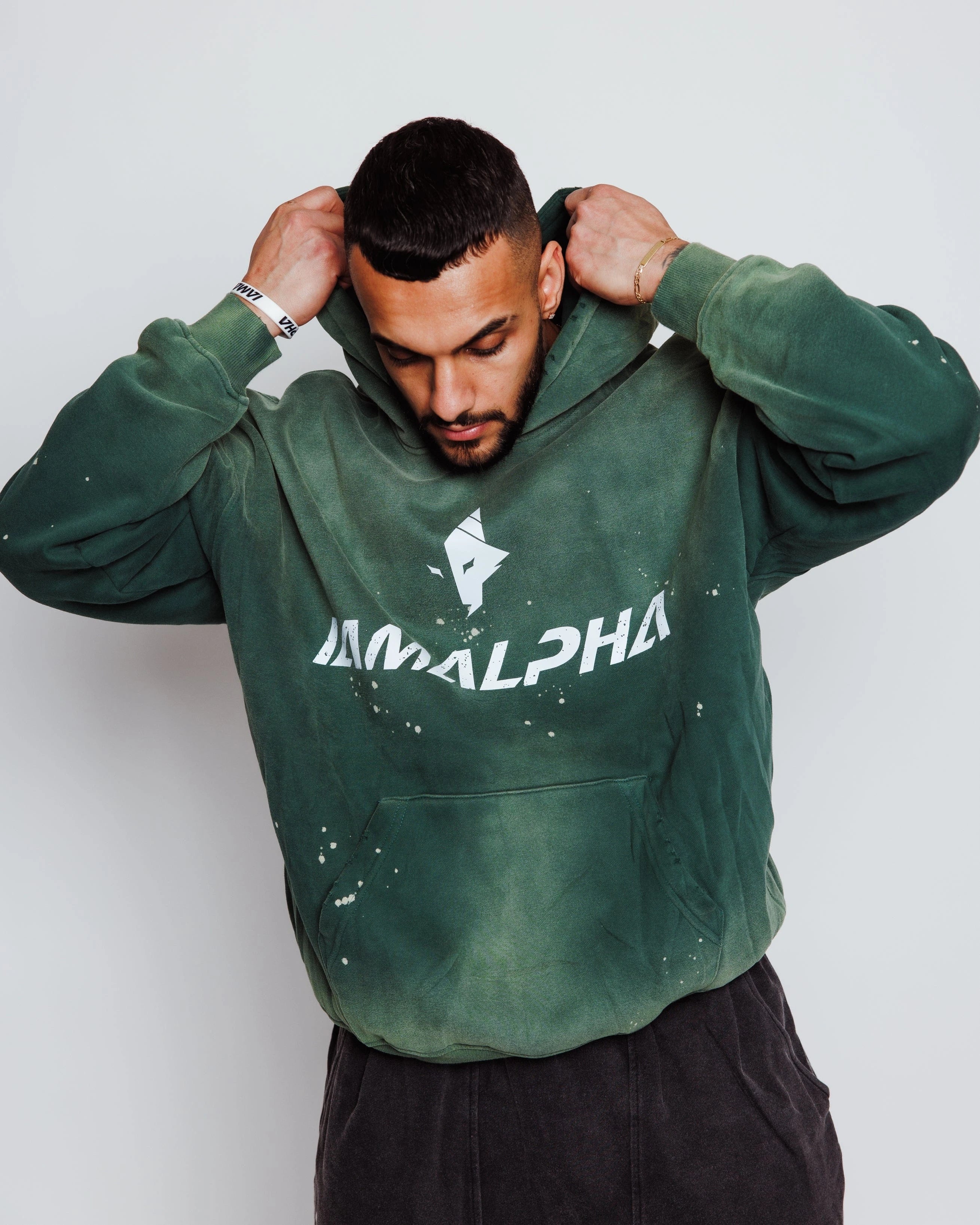 Men's Distressed Washed Hoodie-5