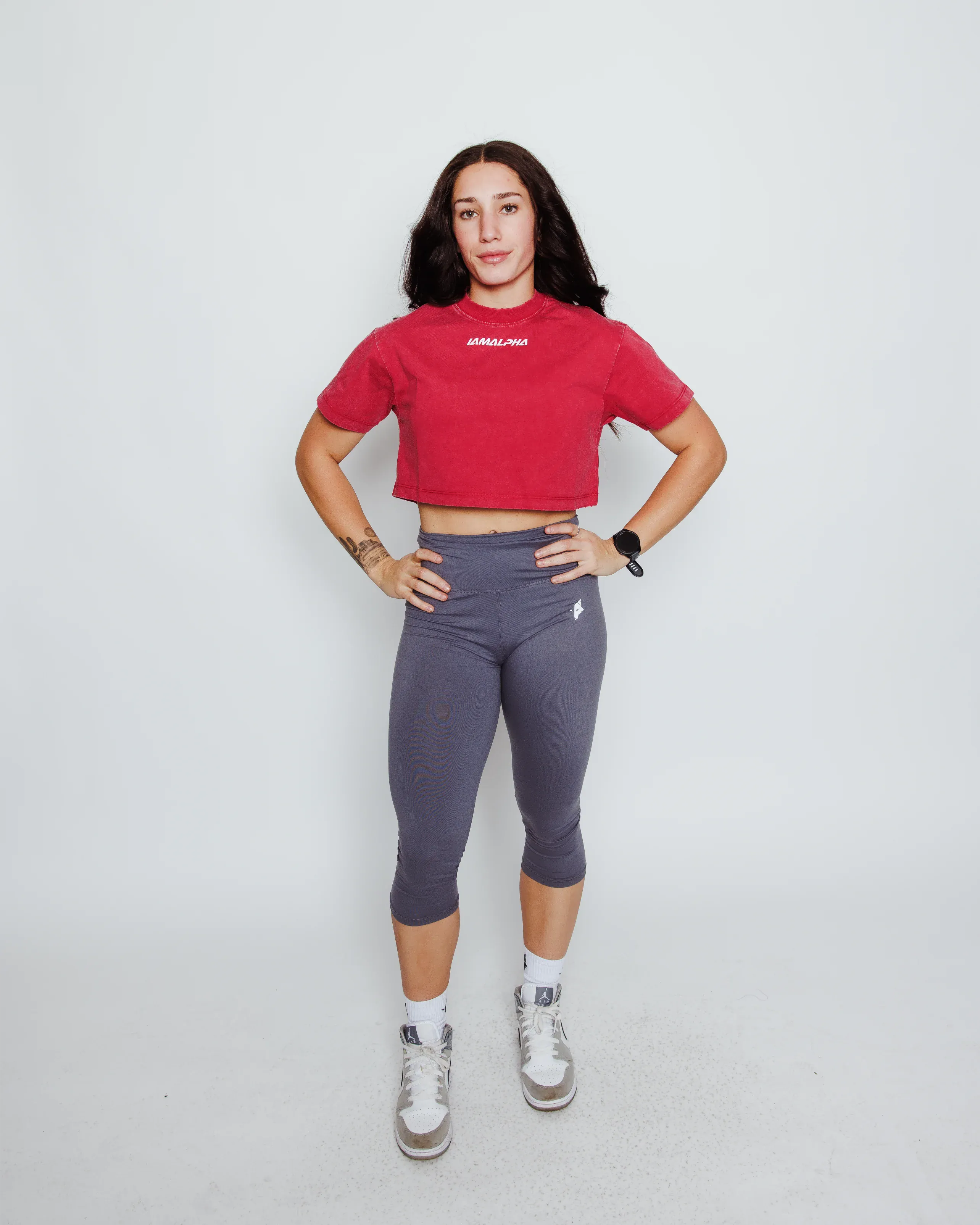 Women's Acid Wash Crop Top Tee-5