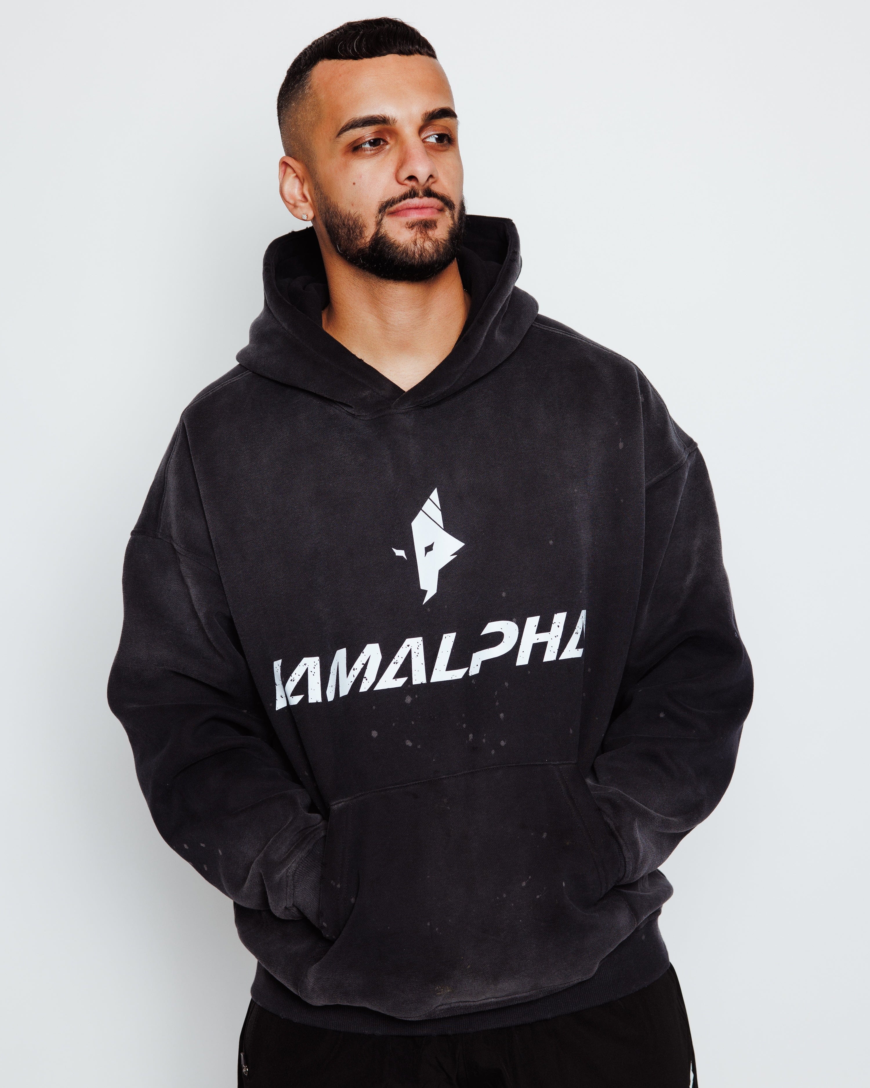 Men's Distressed Washed Hoodie-3