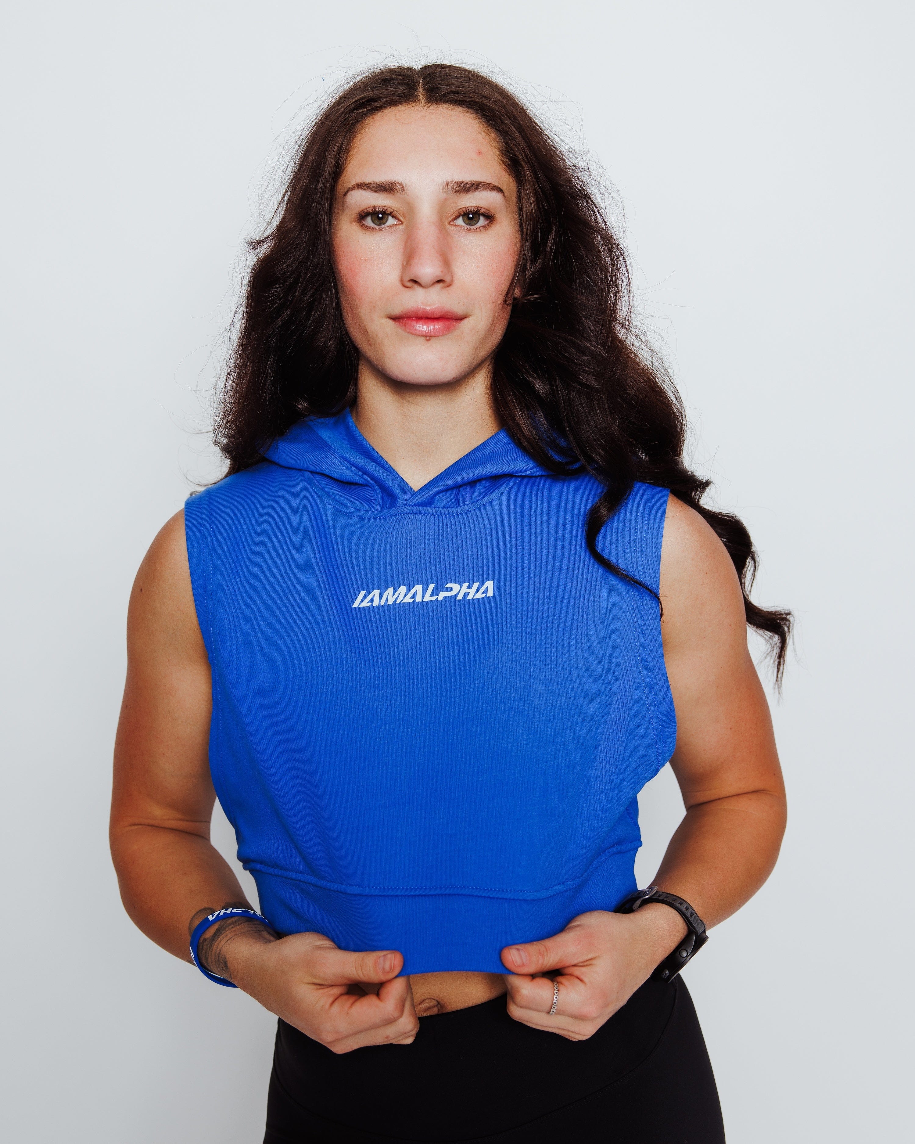 Women's Sleeveless Crop Hoodie-5