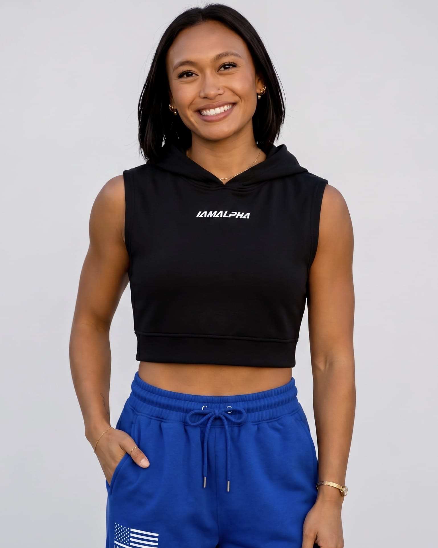 Women’s Relaxed-Fit Sleeveless Crop Hoodie-3